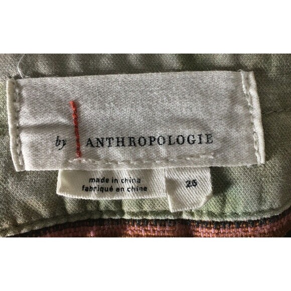 Anthropologie Pants Women's Size 25 Green Watercolor Splotch The Wanderer - Picture 8 of 11
